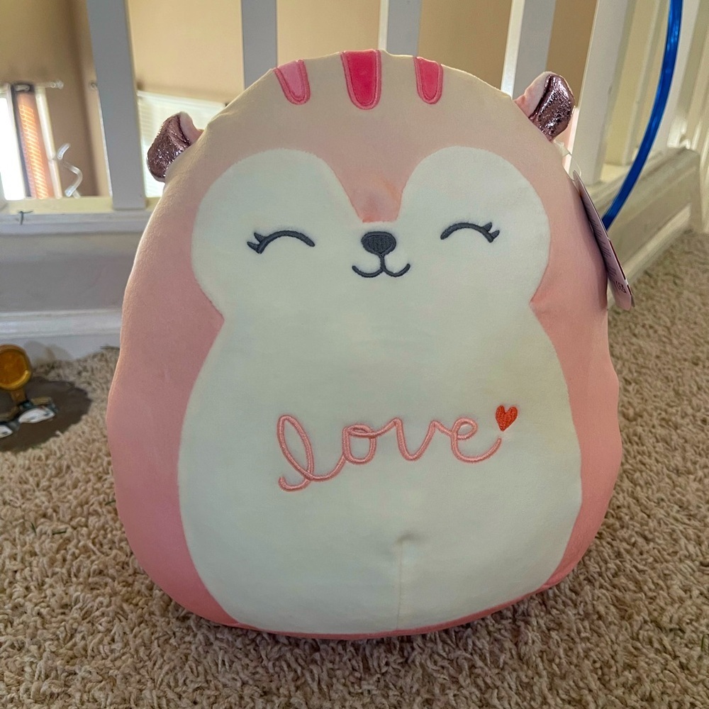 Original Squishmallow Lane the Squirrel 11” Plush Love Valentines 2023. EUC